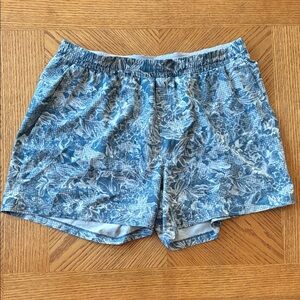 Lululemon Channel Cross Swim Short XXL 5" Lined Pockets Tropical Graphic Blue